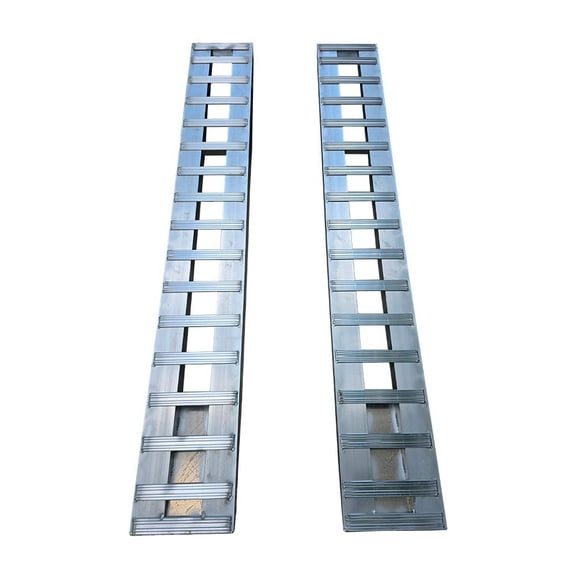 94"x15"x3" Aluminum Trailer Loading Ramps with Knife Foot & Hook Ends (Pair) - 10000 lbs Capacity per Axle - Heavy Duty Truck Beds & Tailgate Loading Ramps for Car, ATV - Made in USA