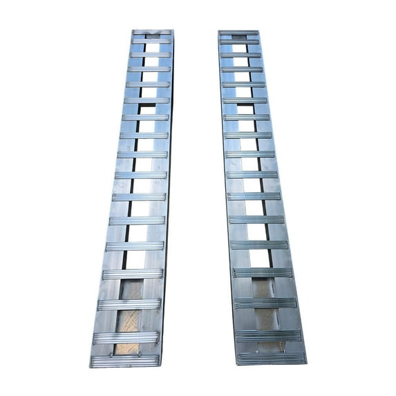 94"x15"x3" Aluminum Trailer Loading Ramps with Knife Foot & Hook Ends (Pair) - 10000 lbs Capacity per Axle - Heavy Duty Truck Beds & Tailgate Loading Ramps for Car, ATV - Made in USA