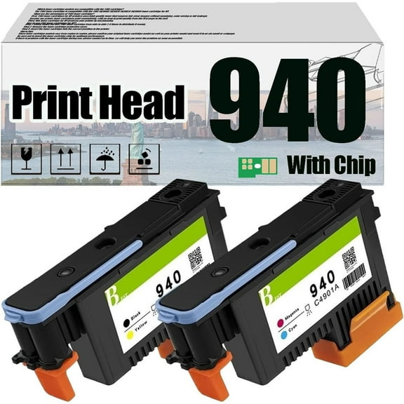 940 C4900A C4901A Print Head, Compatible for HP OFFICEJET PRO8000 8500 8500A Printers  High Print Volume with Chip