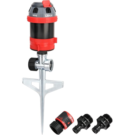 94144 6-Pattern Rotary Gear Drive Sprinkler with Step Spike Gear Drive, Heavy Duty, Gardening Watering System, Garden&Lawns, Multi Pattern, Coverage up to 5278sq.ft