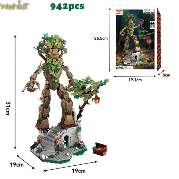 942pcs Arboreal Keep Building Blocks Ancient City Sophora Tree Spirit Tree Person Mythological Figures Model Kids Toy Ideal Gift