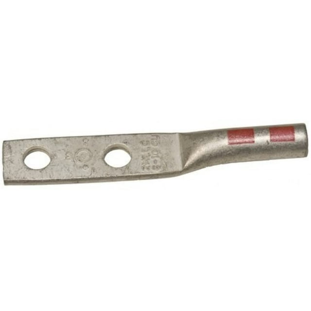94317 Compression Lug, 2 Holes, Long Barrel, Copper, 6 Str. Wire Range