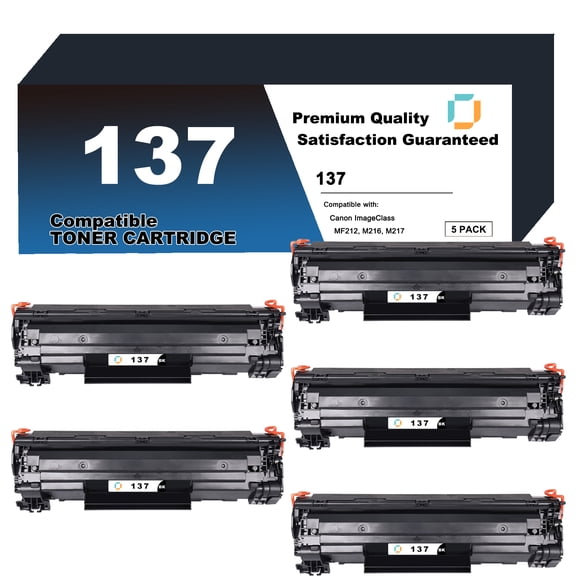 9435B001AA Toner Cartridge Replacement Compatible for Canon 137 5 Pack to use with ImageClass MF212w, MF216n, MF217w, MF227dw, MF229dw, D570, LBP151dw, MF232w, MF236n, MF249dw, MF242dw Printer