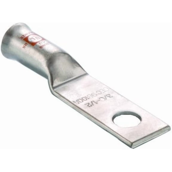 94680 Long Barrel Cable Compression Lug, Copper, 1 Hole, 400 Wire Range, 1/2 Stud, 3.86-inch Length, Blue, 2-Pack