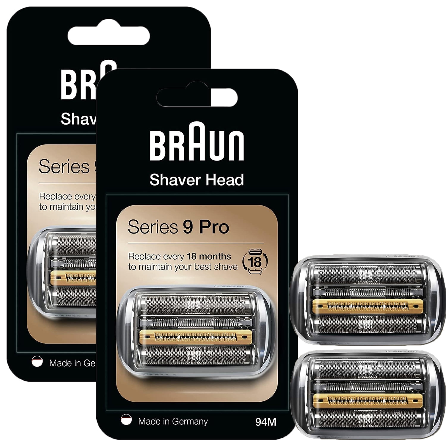 94M Replacement Shaver Heads Parts Compatible with Braun Series 9 Pro and Series 9 Electric Razors for Men,Silver(2 Pack)