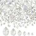 thumbnail image 1 of 94Pcs Pointed Back Rhinestone 6 Sizes Glass Rhinestones Gems Clear Teardrop Crystal Beads Jewels Embelishments with Silver Plated Back Faceted Bead, 1 of 9