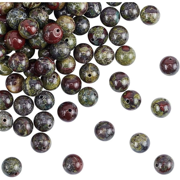 94pcs 8mm Natural Dragon Blood Stone Beads Natural Jasper Bead Strands Round Loose Gemstone Beads Energy Stone for Bracelet Necklace Jewelry Making Mixed Color