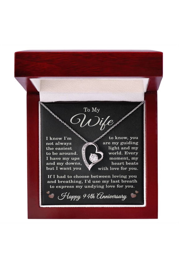 94th Anniversary Necklace for Wife from Husband 94 Years Anniversary Jewelry for Her Women Forever Love Pendant