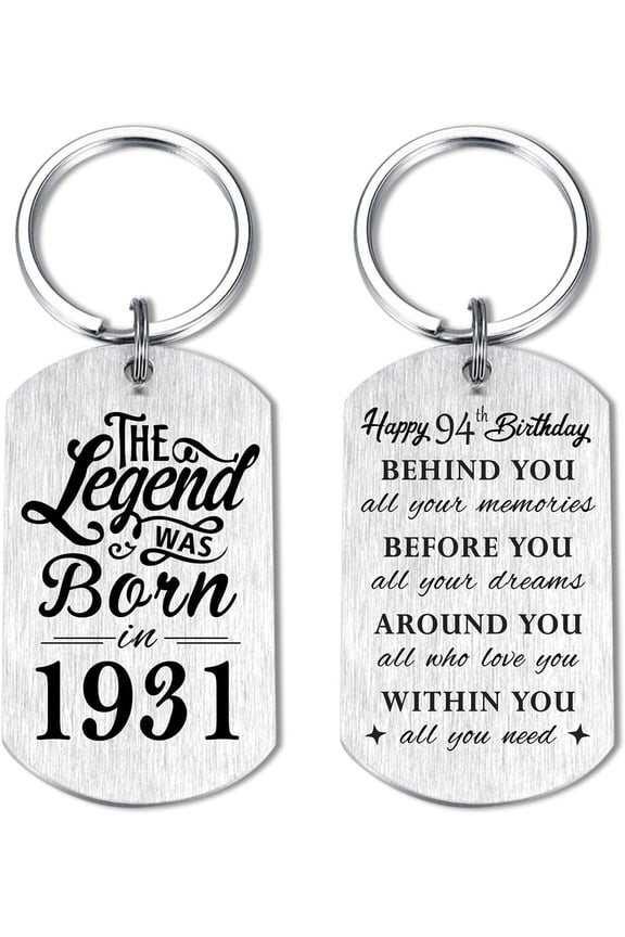 94th Birthday Gifts for Men 1931, Happy 94th Birthday Keychain, 94 Year Old Birthday Gift for Man Male, The Legend was Born in 1931