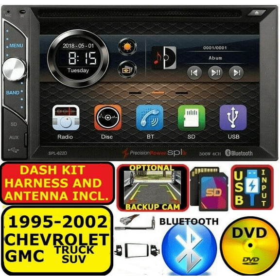 95-02 GM TRUCK/SUV DVD CD TOUCHSCREEN BLUETOOTH DOUBLE DIN CAR STEREO RADIO