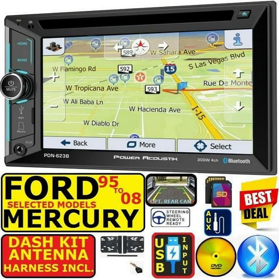 95-08 FORD MERCURY GPS NAVIGATION BLUETOOTH CD/DVD USB AUX CAR RADIO STEREO PKG