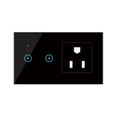 thumbnail image 1 of 95-250V Wi-Fi Smart Wall Outlet with 2 Gang Touch Light Switch Smart Life APP Remote, 1 of 8