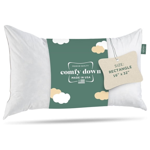 95% 5% Down, 16 X 32 Rectangle Decorative Pillow Insert, Sham Stuffer - Made in USA