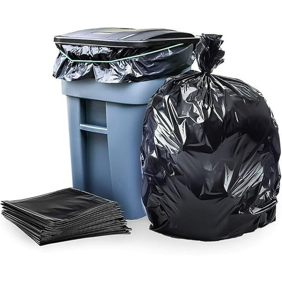 95-96 Gallon Garbage Can Liners Heavy Duty 1.5 Mil Black Trash Bags Tear-Resistant Outdoor Garbage Bags for Rollaway Bins Large 61" x 68" Industrial-Strength Waste Bags (25 Count)
