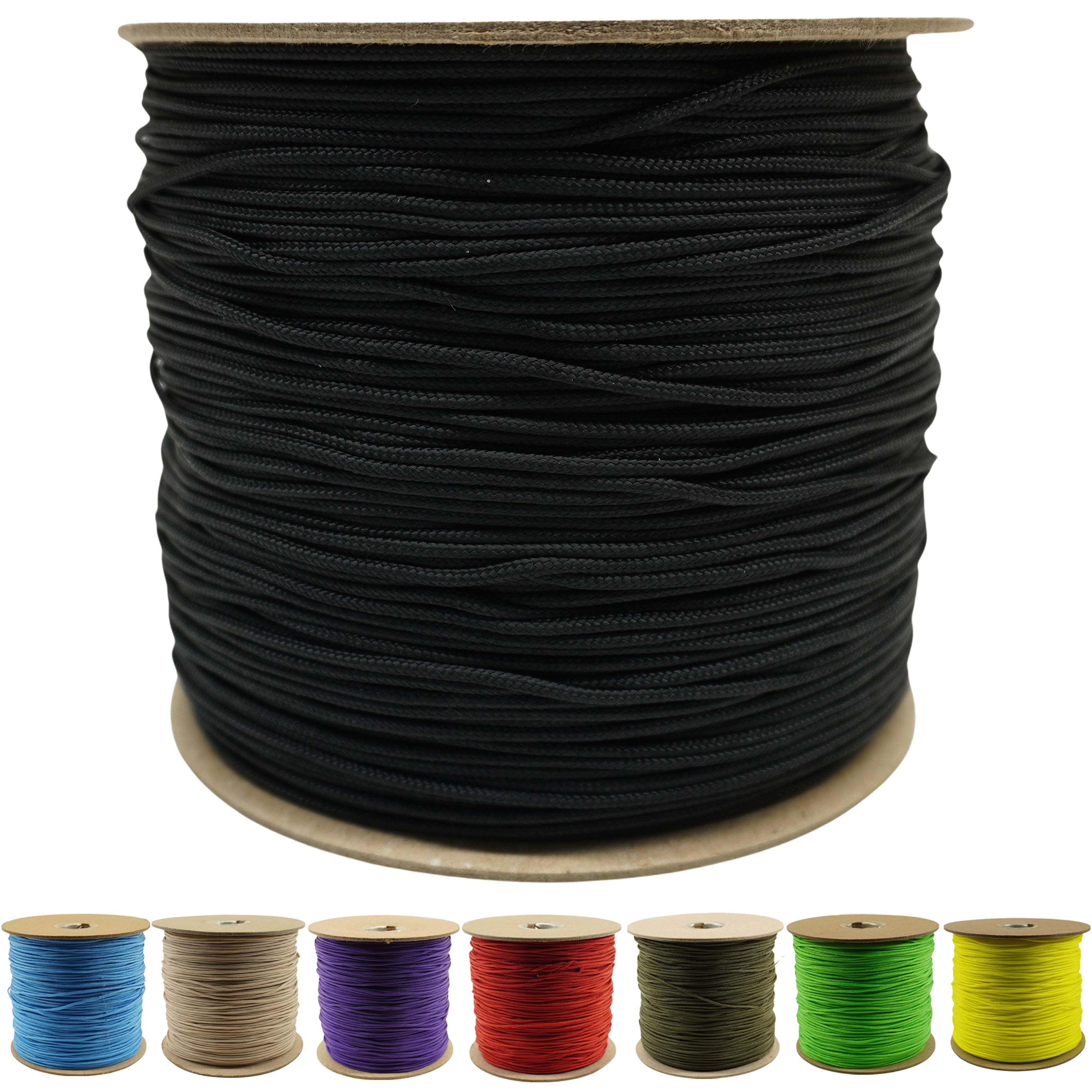 95 Cord Tensile Strength - Black - 1000 Foot Spool - Type 1 Thin Durable Strong Rope for Outdoor Survival Camping Hiking Lanyards Jewelry Necklace Bracelet Making