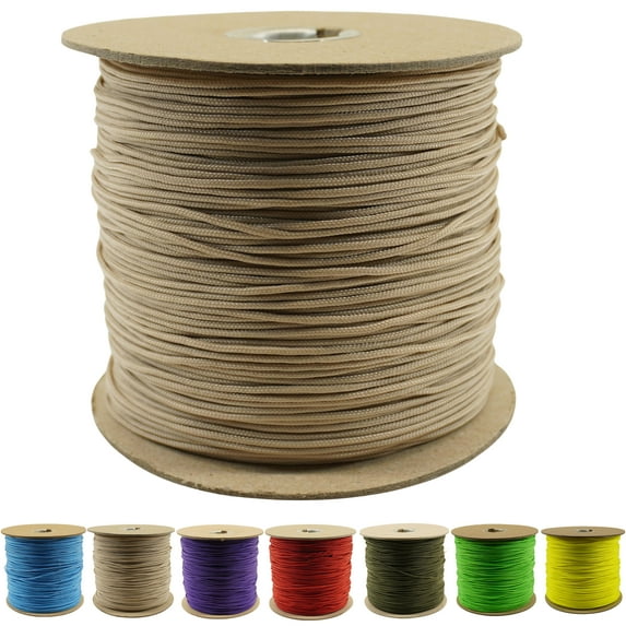 95 Cord Tensile Strength - Light Tan - 1000 Foot Spool - Type 1 Thin Durable Strong Rope for Outdoor Survival Camping Hiking Lanyards Jewelry Necklace Bracelet Making