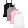 thumbnail image 1 of 95% Cotton Girls' Cami Multipack 4-Pack Tagless Sleeveless Undershirts Soft Breathable Strap Tank Tops for Kids 3-12 Colors, 1 of 5