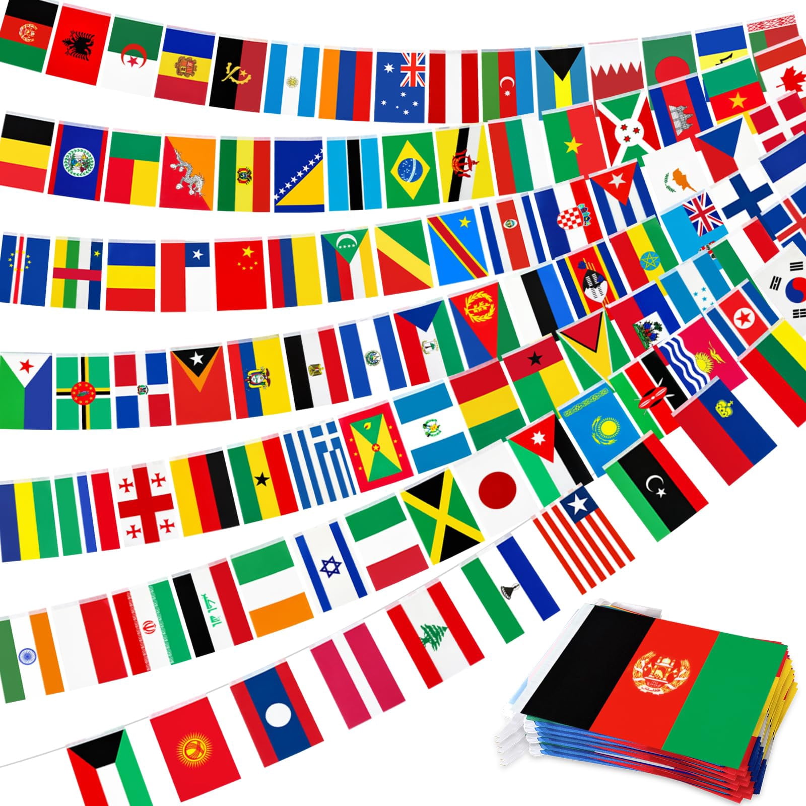 95 Ft International Flag Bunting Banner 100 Pcs World Country String ...