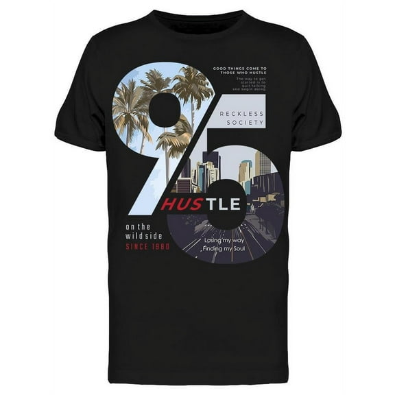 95 Hustle Typography T-Shirt Men -Image by Shutterstock, Male XX-Large