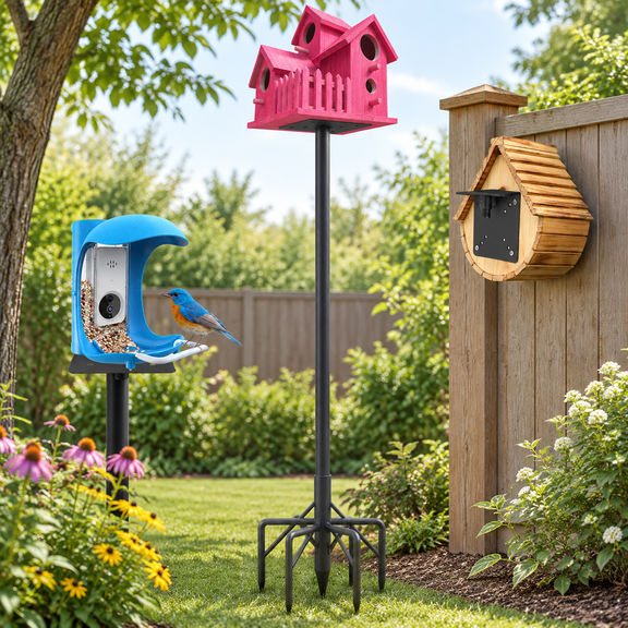 95 IN Pole Stand for Bird Feeder or House, Heavy Duty Outdoor Bird Supply