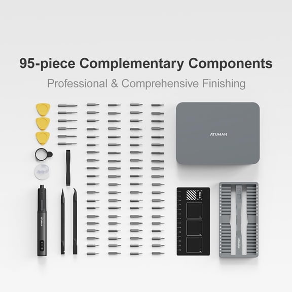95 In 1  Electric Screwdriver Kit Rechargeable Cordless with LED Light 86 Precision Bits for Phone Watch Camera Laptop Repair