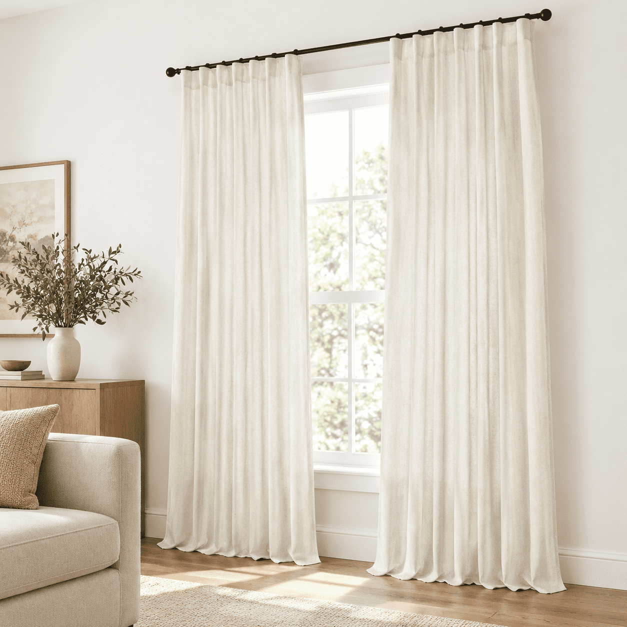 95 Inch Length Curta2 Panels Set Tab Linen Window Sheer Curtain Drapes ...