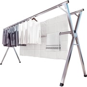 95 Inches Clothes Drying Rack Clothing Folding Indoor Outdoor, Heavy Duty Stainless Steel Laundry Drying Rack, Foldable Portable Garment Rack with 20 Windproof Hooks