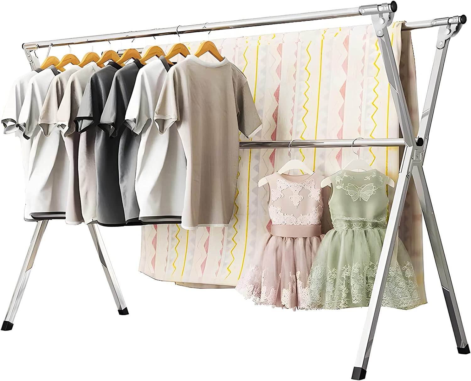 95-Inch Heavy Duty Stainless Steel Folding Clothes Drying Rack