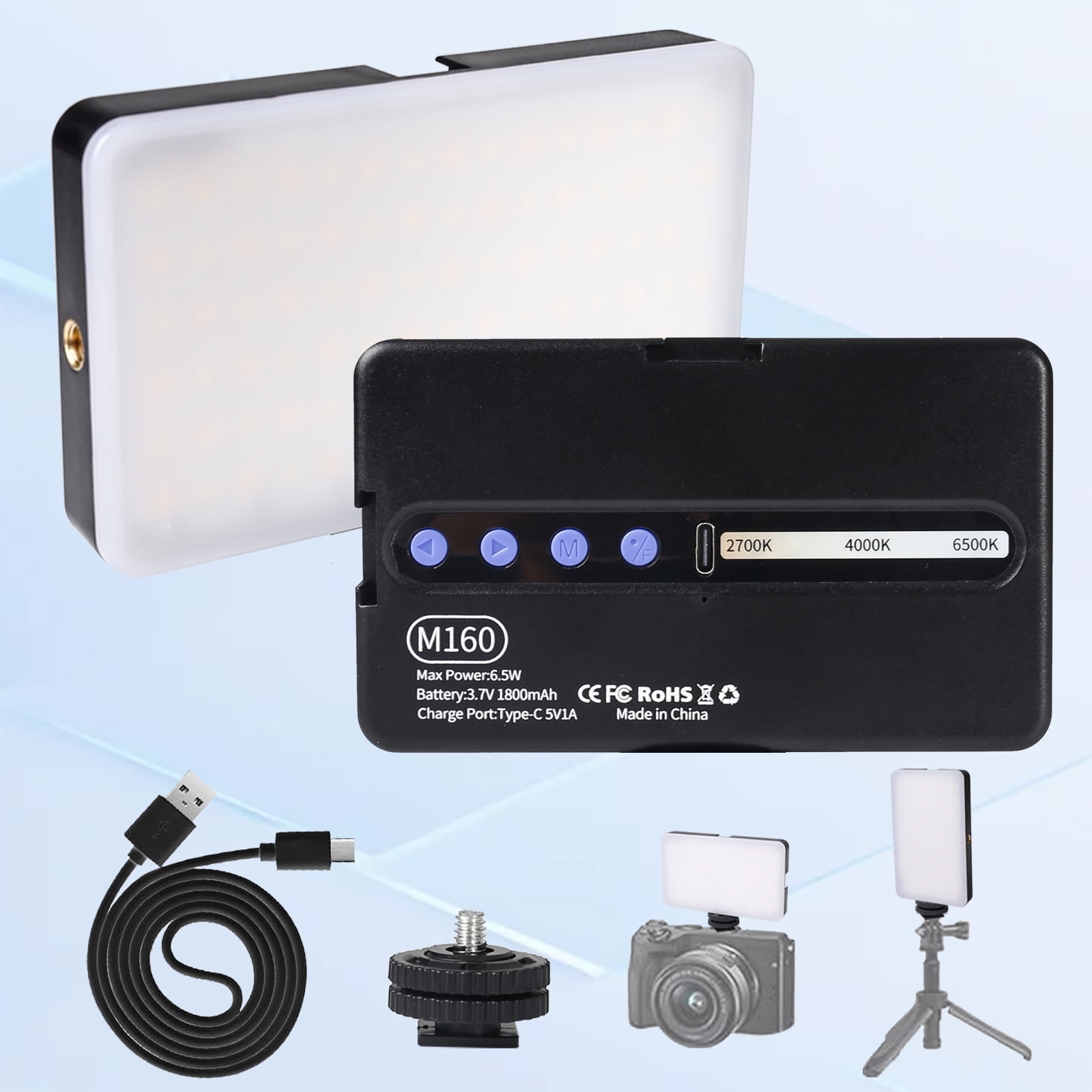 95 LED Phone Light, Selfie Light, 1800Mah Rechargeable Clip Video Light, Adjusted 3 Light Modes, for Phone, Camera, Laptop, iPad, Light for Phone for Selfie, Video Conference, TikTok, Vlog