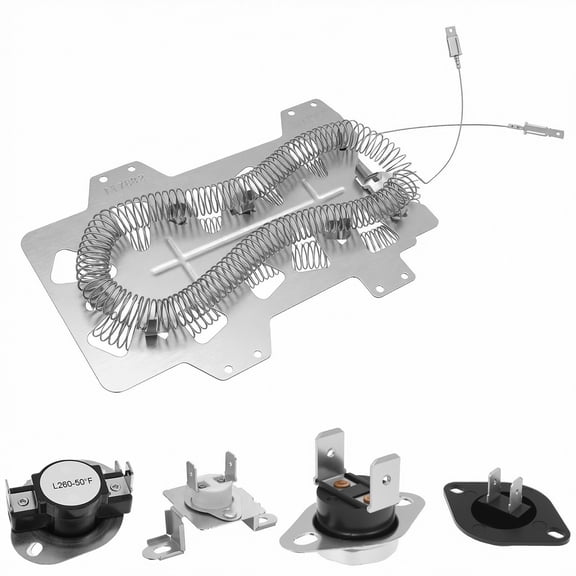 (95% Nickel)Dryer Heating Element for DV Complete Dryer Heating Element Parts with Thermal Fuse Thermostat Compatible with DVE