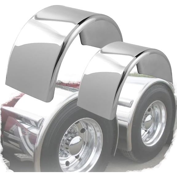 95" Pair of Smooth Polished Stainless Steel Full Fenders for Peterbilt, Freightliner, Kenworth, ProStar – Heavy-Duty Truck Rear Fenders