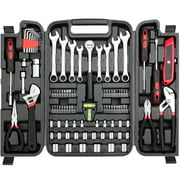 TLGREEN 95-Piece Mechanics  Tool Set, Car Tool Set with Adjustable Wrench, Pliers, Sockets & Bits (Red)