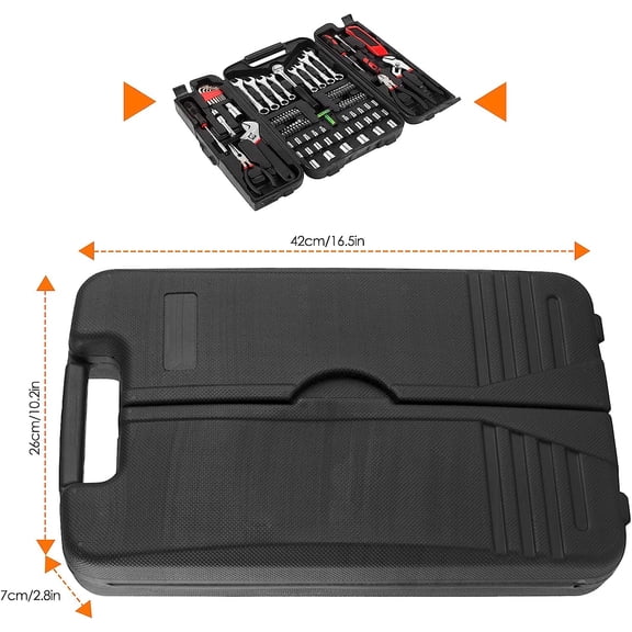 95 Piece Tool Set, Tool Kit, Mechanics Tool Set, Portable Toolbox with Adjustable Wrench Pliers Socket Bits, with Plastic Toolbox, for House Apartment Garage (Red)