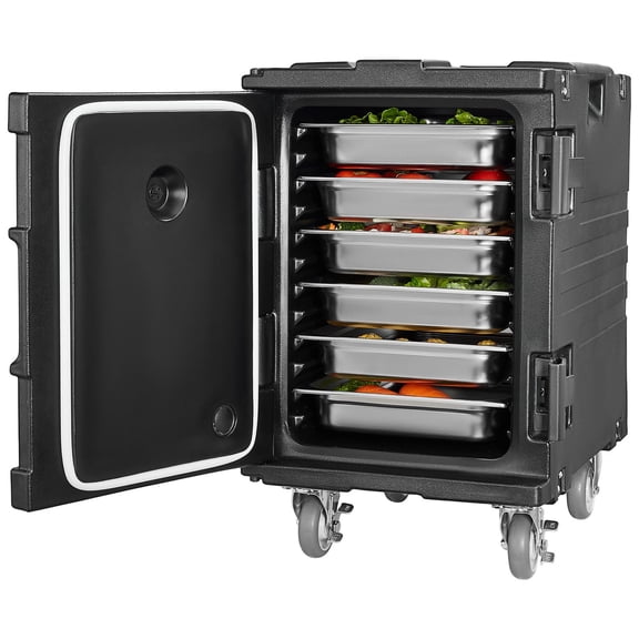 95 Quart Large Capacity Front Load Insulated Hot Food Box with Carry Handles, Rolling Base Catering Thermal Carrier