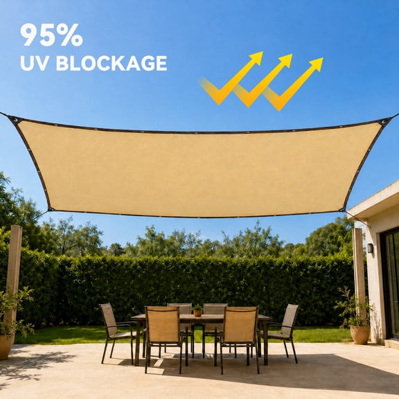 95% Patio Garden Shade Net 19.68x9.84ft, Heavy-Duty HDPE UV-Resistant Heat-Proof Net for Plants, Grill, Pool – Beige