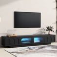 thumbnail image 1 of 95'' TV Stand, Fluted Tempered Glass & Arched Design / Smart LED, Clutter-Free Setup, 1 of 6