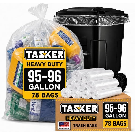 95 To 100 Gallon Clear Heavy Duty Trash Bags Mega Pack 78 Count Extra Large Can Liners