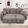 thumbnail image 1 of 95" W Reversible Sectional Sleeper Couch with Chaise Left/Right Hande, 2 in 1 Pull-Out Sofa Bed with Side Shelf and 2 Stools, L-Shape Velvet Corner Sofa & Couches with Chaise, 1 of 9