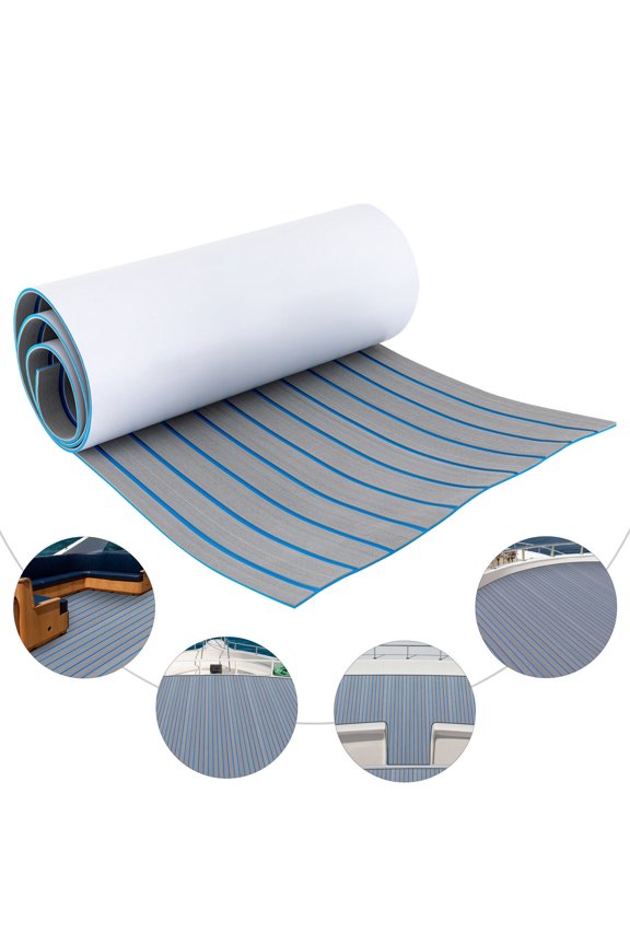 95" X 24" Marine Boat Flooring EVA Foam Faux Mat, Non-Slip, Self-Adhesive Teak Decking Sheet Pad for Sea Deck Yacht