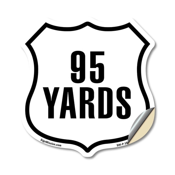 95 Yards Golf Course Running Race 5k Marathon Distance Marker 18 inch X 18 inch Shield Shaped Heavy Duty 3.2 mil Vinyl Decal Weather Resistant Made in the USA