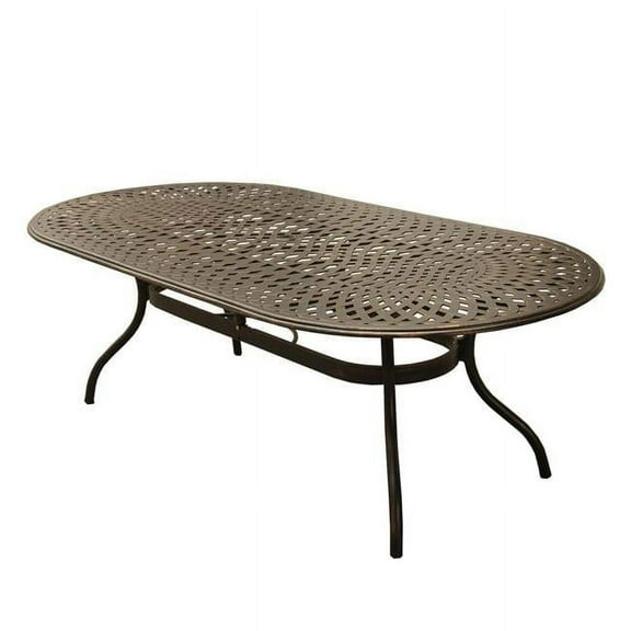 95 in. Contemporary Modern Outdoor Mesh Lattice Aluminium Oval Dining Table, Bronze