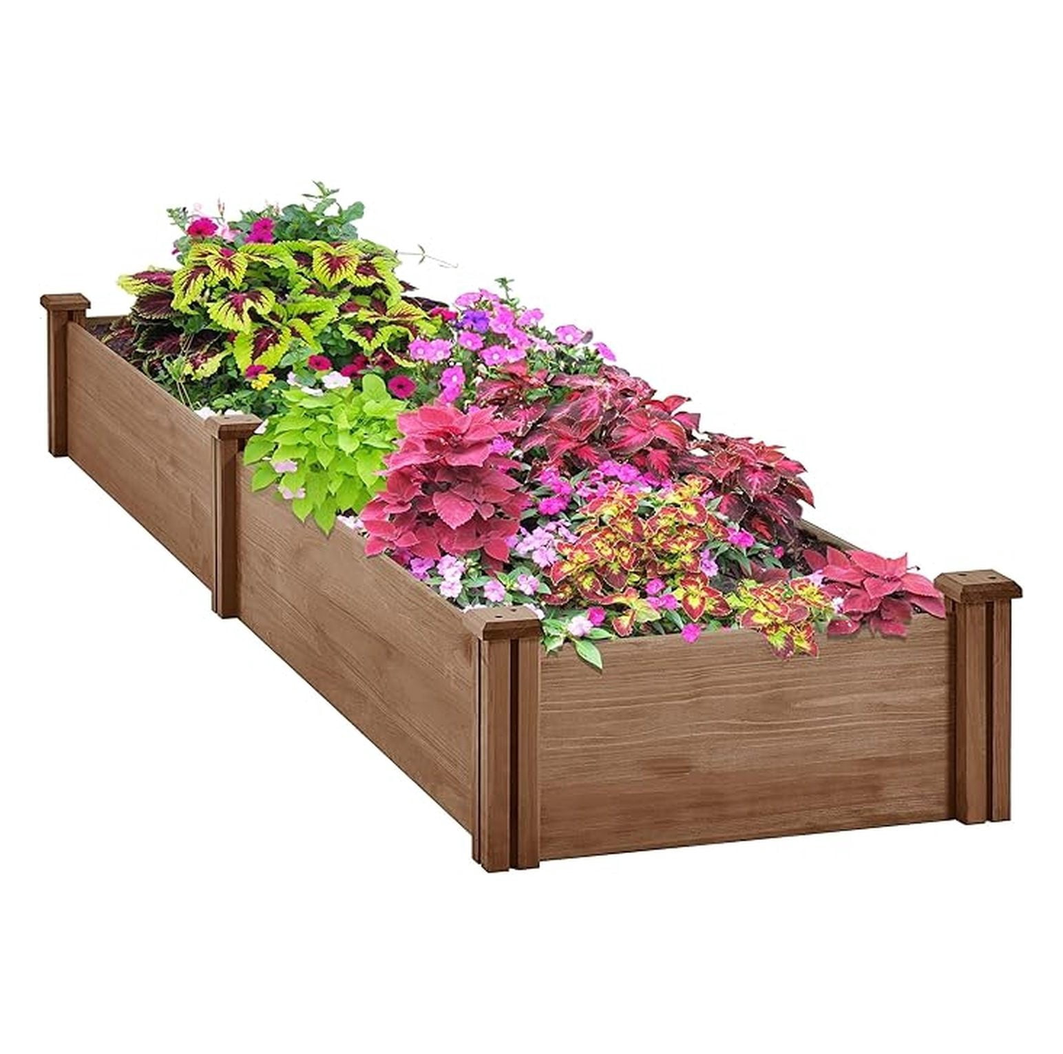 95 x 25 x 11inches Wooden Elevated Raised Garden Bed 8x2ft Raised Kit Divisible - Garden Planter Boxes for Vegetables Outdoor Outside, Brown