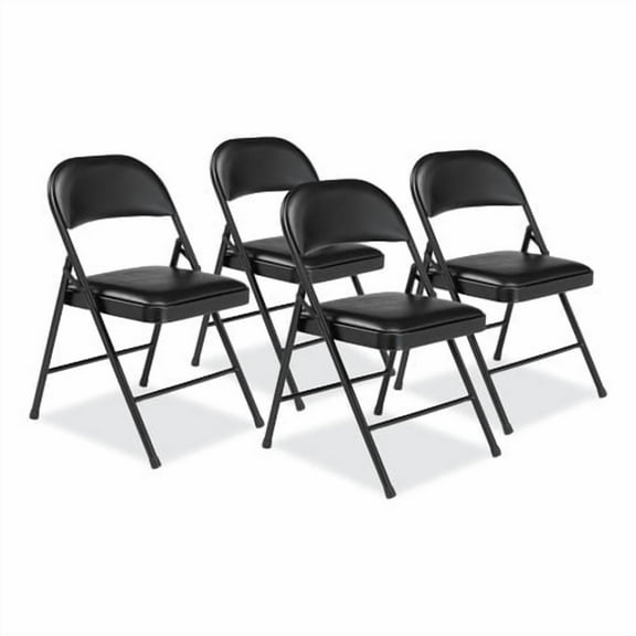950 Series Vinyl Padded Steel Folding Chair, Supports Up to 250 lb, 17.75" Seat Height, Black, 4/Car | Bundle of 2