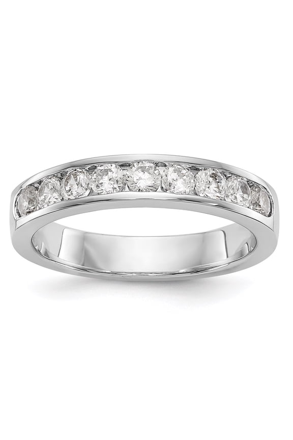 950 White Platinum Wedding Diamond Round Ring Band, Size 9