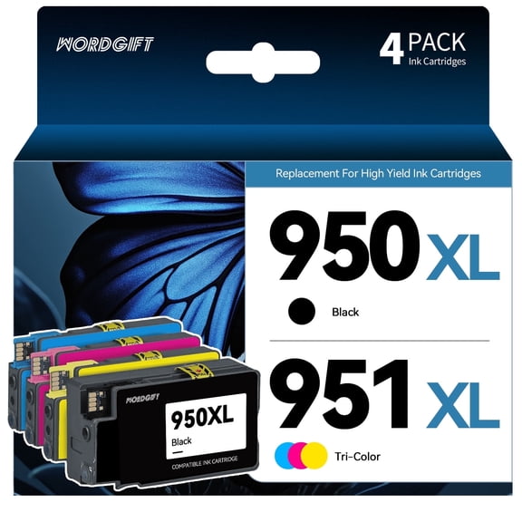 950 XL Ink Cartridges Compatible for 950 and 951 Ink Cartridges for Compatible 950 Ink (4 Pack)