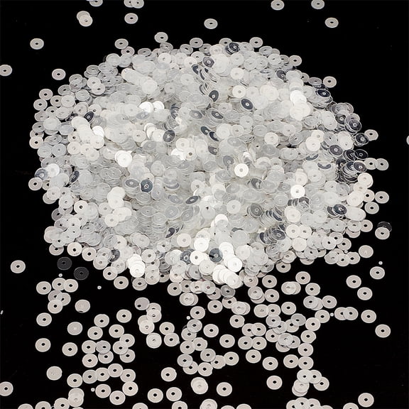 9500Pcs Flat Round Sequin Paillettes Round Loose Sequins White Plastic PVC Iridescent Applique Large Spangle Craft Loose Sequins