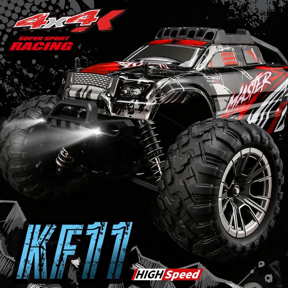 High-Speed RC Car with 2 Batteries, 40km/h Remote Control Car, 1/16 All Terrain 4WD Off-Road Racing Vehicle, Red