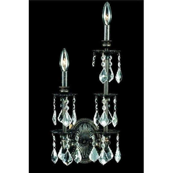 9502SW9DB-RC 9 in. Marseille 2 Lights Wall Sconce Light with Royal Cut Crystals, Dark Bronze