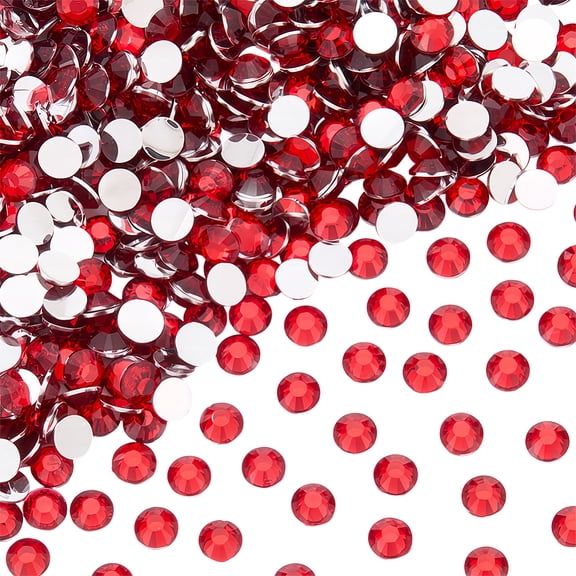 950Pcs Resin Rhinestone Cabochons Half Round Back Plated Faceted FireBrick 4x1.5mm