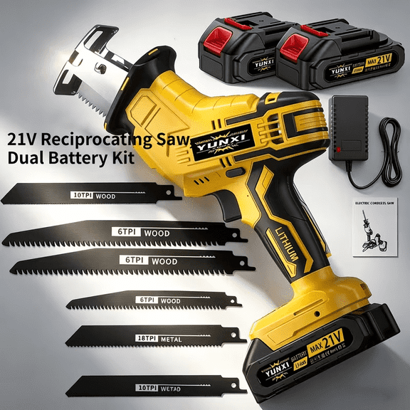 950W Cordless Reciprocating Saw Compatible With Dewalt 21V Max Battery, Power Recipro Saw,0-3500 SPM Variable Speed, Tool-free Blade Change, for Wood/Metal/PVC Cutting